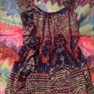 Ruffle shoulder printed dress