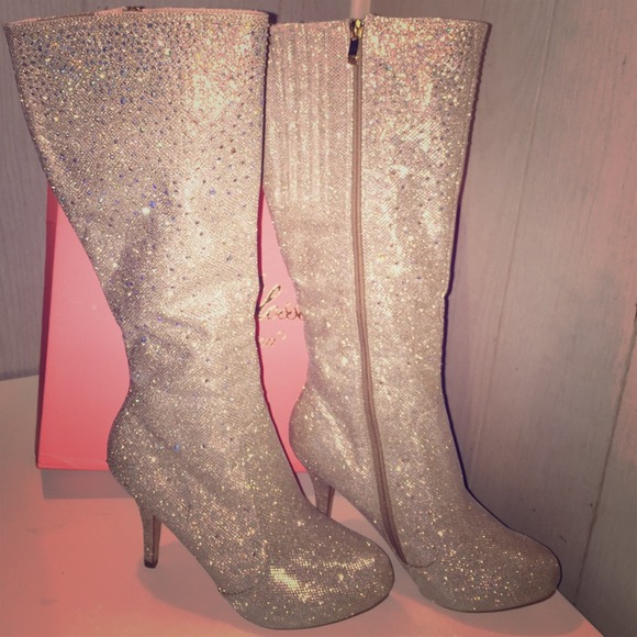 Champagne Gold Sparkly Boots glitter rhinestones