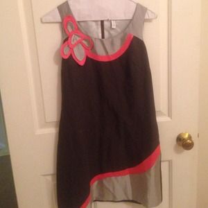 Sine dark grey silver and coral dress