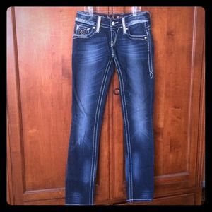 Rhinestone studded rock revival jeans