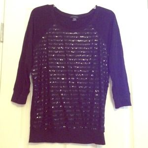 Black Sequin Baseball Tee