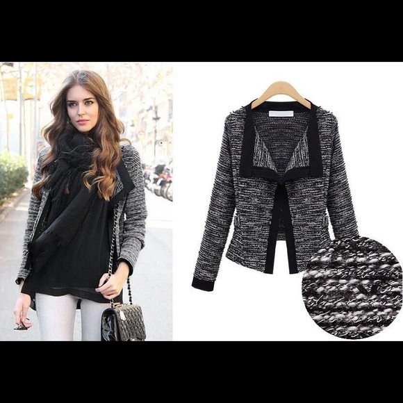 Jackets & Blazers - Black Tweed Knit Blazer