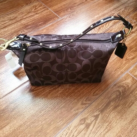 NWT Coach Signature Lurex Studded Pouch