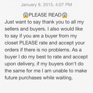 To my buyers, please read