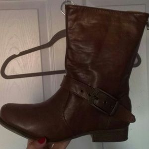 Brown mid calf boots