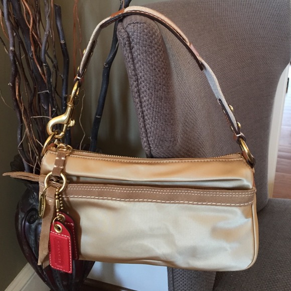 Authentic Coach bag gold metallic satin