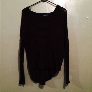 Black knitted high low sweatshirt