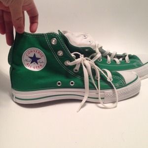 Green hi top converse new w8 m6