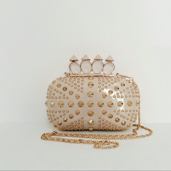 CALL IT SPRING Studded Knuckle Handle Clutch