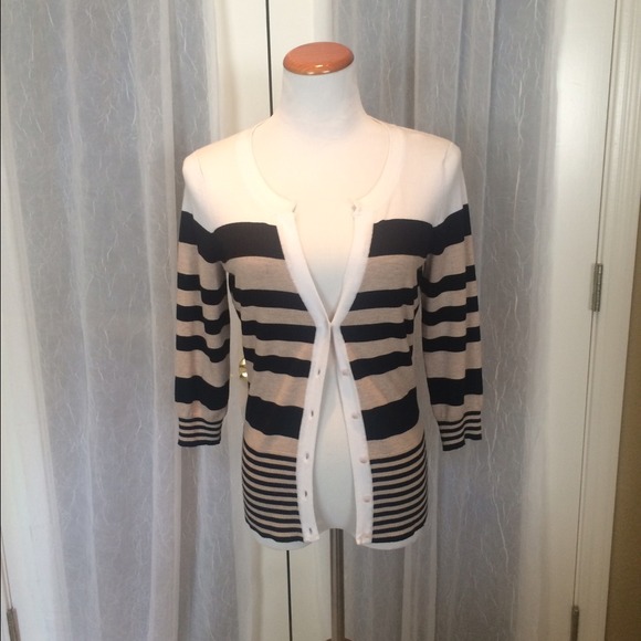 Cream and black striped cardigan
