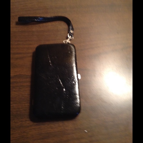 Black wallet with strap