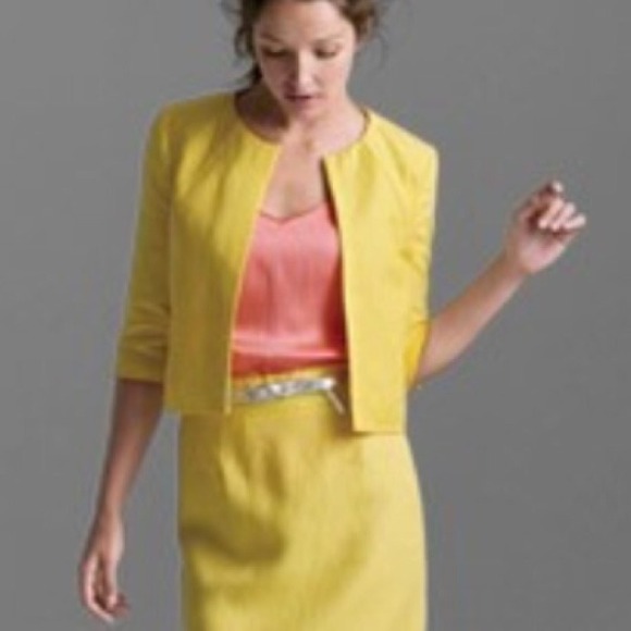 J. Crew Jackets & Blazers - New J. Crew yellow linen 3/4 sleeve cropped blazer
