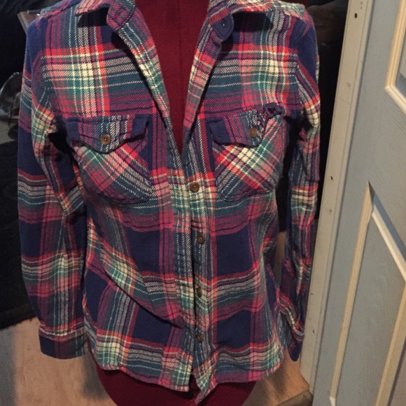 Plaid flannel button  up