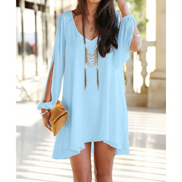 Long sleeve chiffon dress