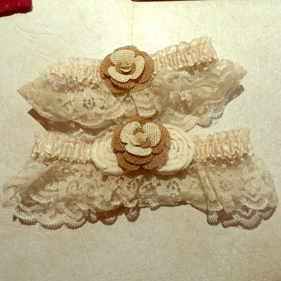 two hand-made floral garter bands