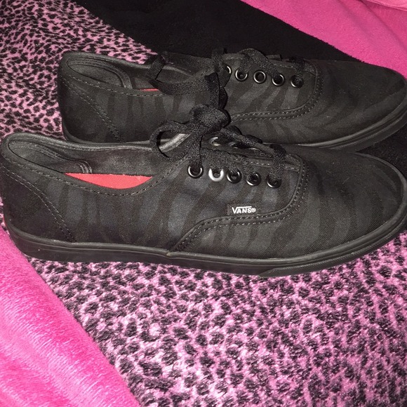 Black and Zebra Print Vans *Gently Used*