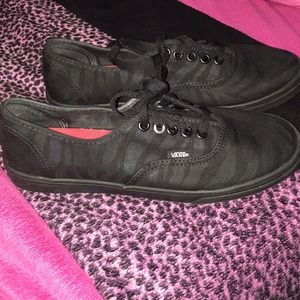Black and Zebra Print Vans *Gently Used*