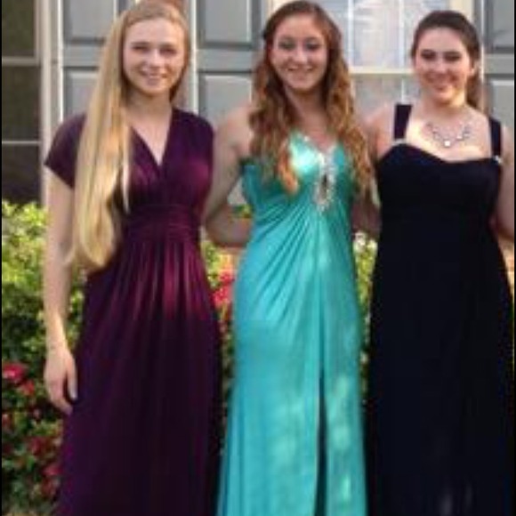 Turquoise La Femme prom dress - Picture 3 of 4