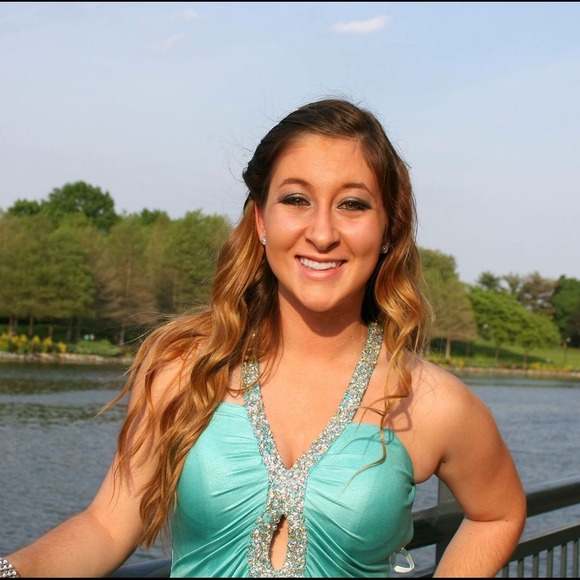 Turquoise La Femme prom dress - Picture 4 of 4