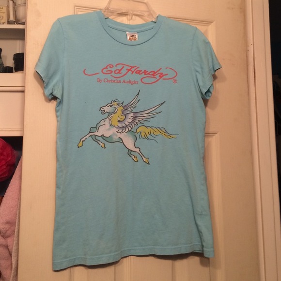 Light blue Ed Hardy t shirt