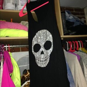 Rhinestone Skull racer back tank top