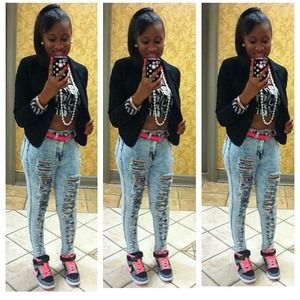 Vibrant Acid Wash High Waist Jeans