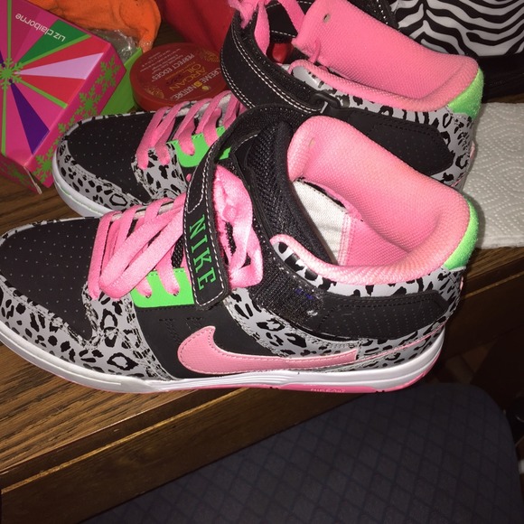 Gently Used Pink and Green Nike Air Tennis Shoes