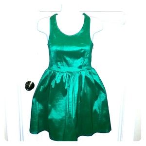 Green shiny dress