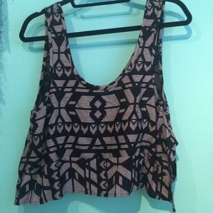 Black and white tribal print cropped top