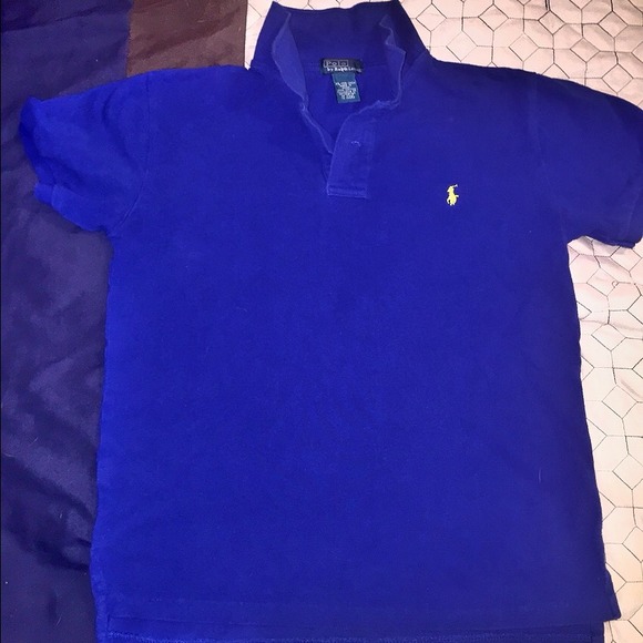 Blue short sleeve polo.