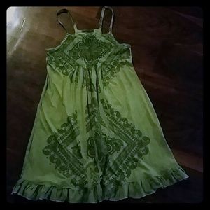 Green print dress