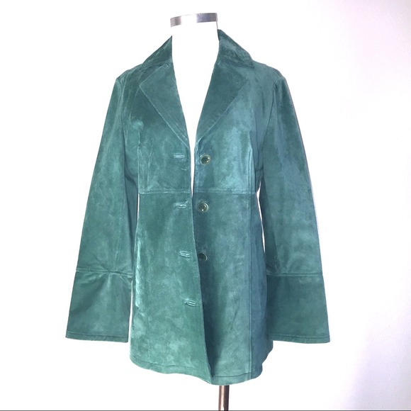 teal suede fully lined jacket size M