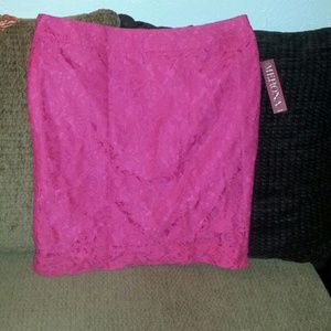 Pink lace skirt