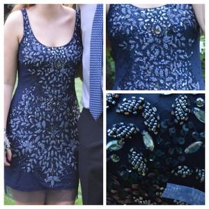 Navy Beaded Homecoming/Formal dress