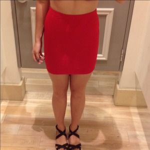 Red mini skirt