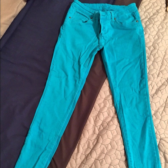 Turquoise skinny jeans