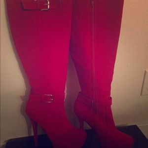 Sexy Red Suede Tall Boots 👠