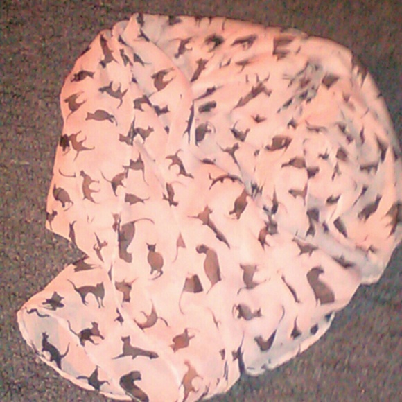 Peach Chiffon Black Cat Scarf