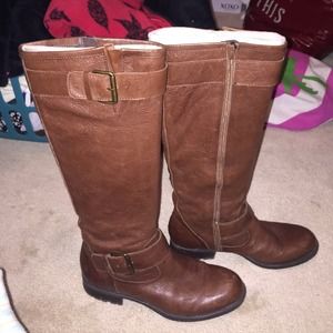Brown leather riding boots