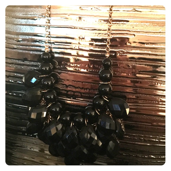 Beautiful black beaded statement necklace