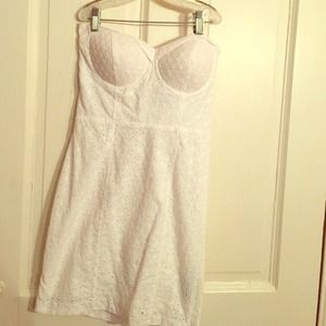 White Bustier Eyelet Dress