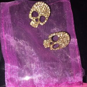 Gold Skeleton Rhinestone Earrings