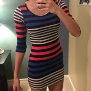Color block Midquarter Sleeve Dress