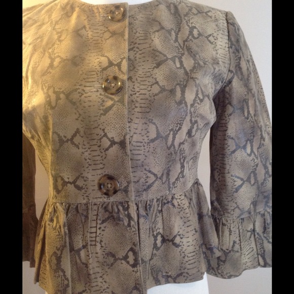 Python print peplum leather jacket - Picture 2 of 4