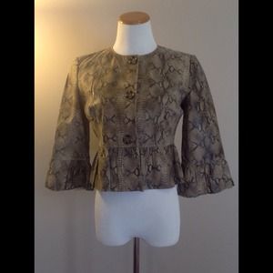 Python print peplum leather jacket