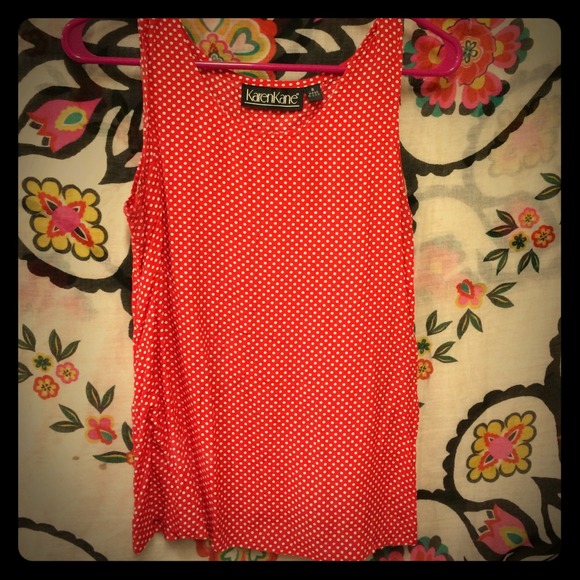 Red and white polka dot tank top