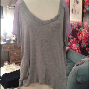 Nasty Gal Chiffon and Cotton Vneck tee