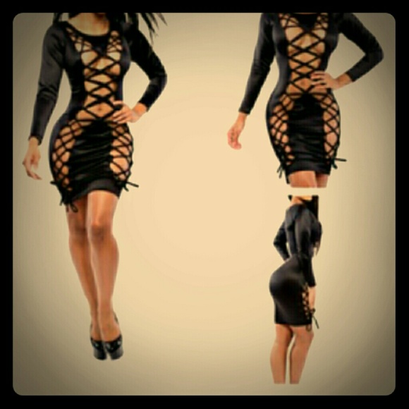 Lace up body con dress