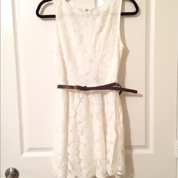 White Dress from Forever21 with brown belt