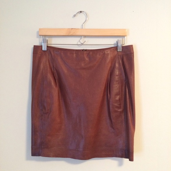 Vince Bourbon Leather Mini Skirt - Picture 3 of 4